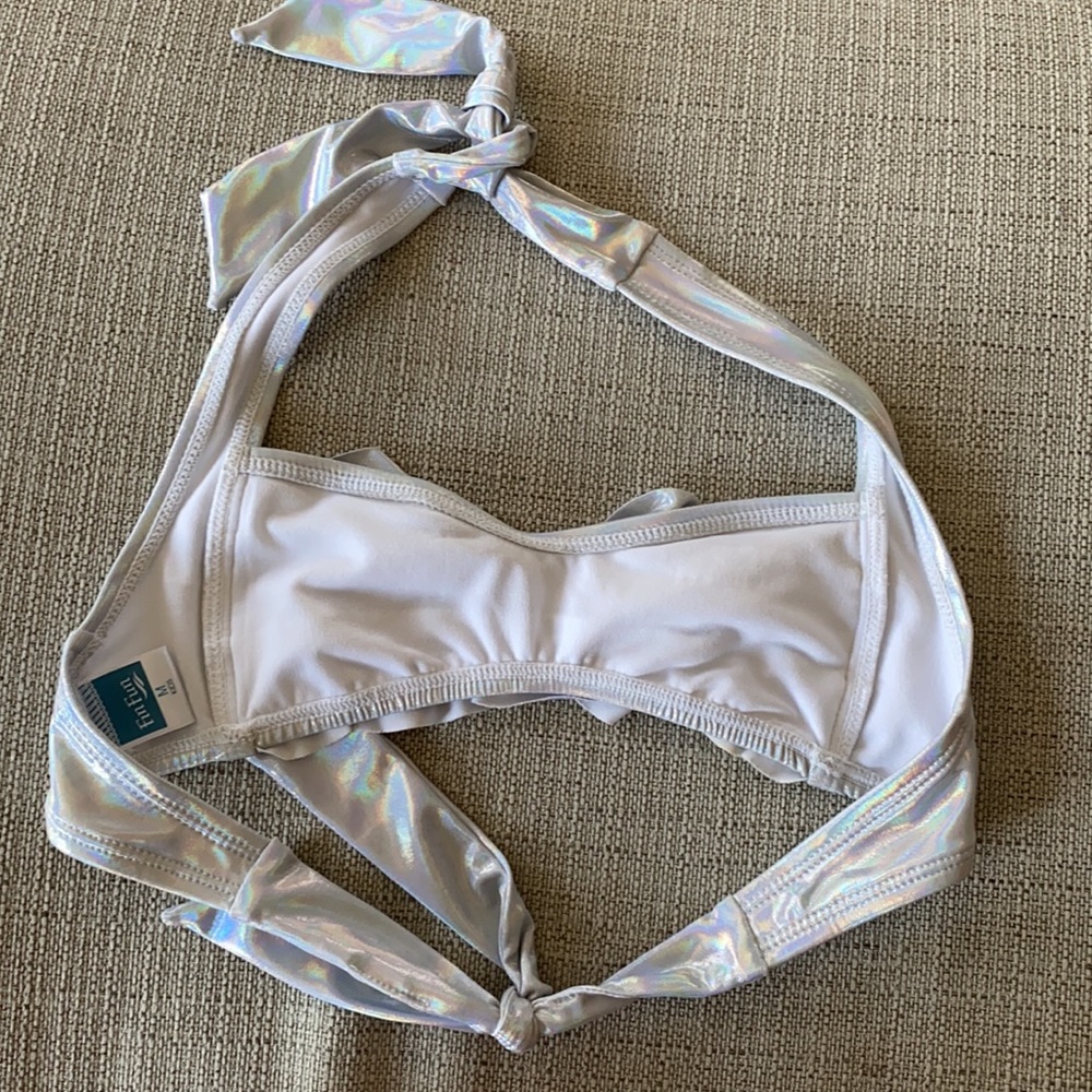 NWOT holographic ruffled swim top - Picture 3 of 4